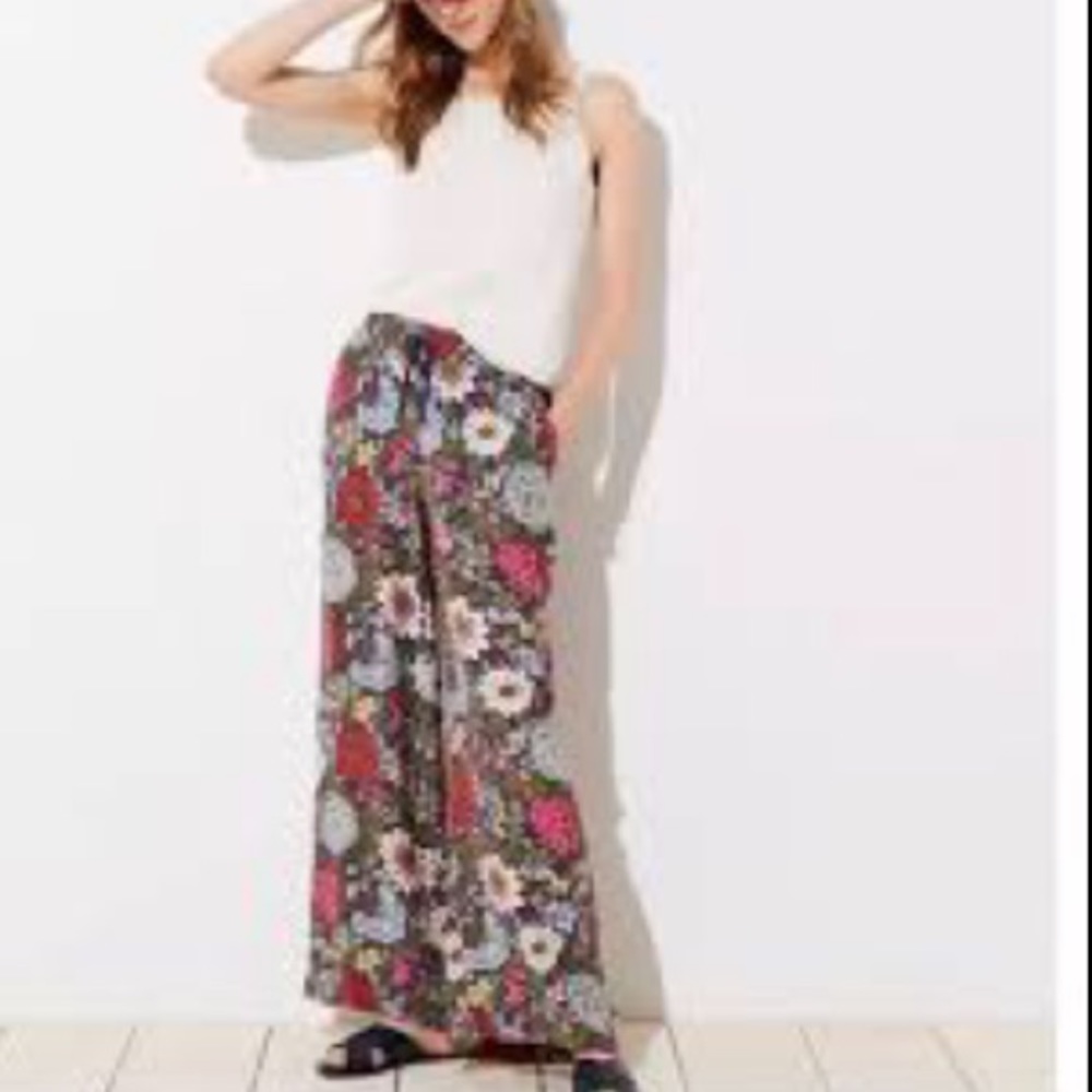 LOFT Hydrangea Garden Floral Fluid Pants | S